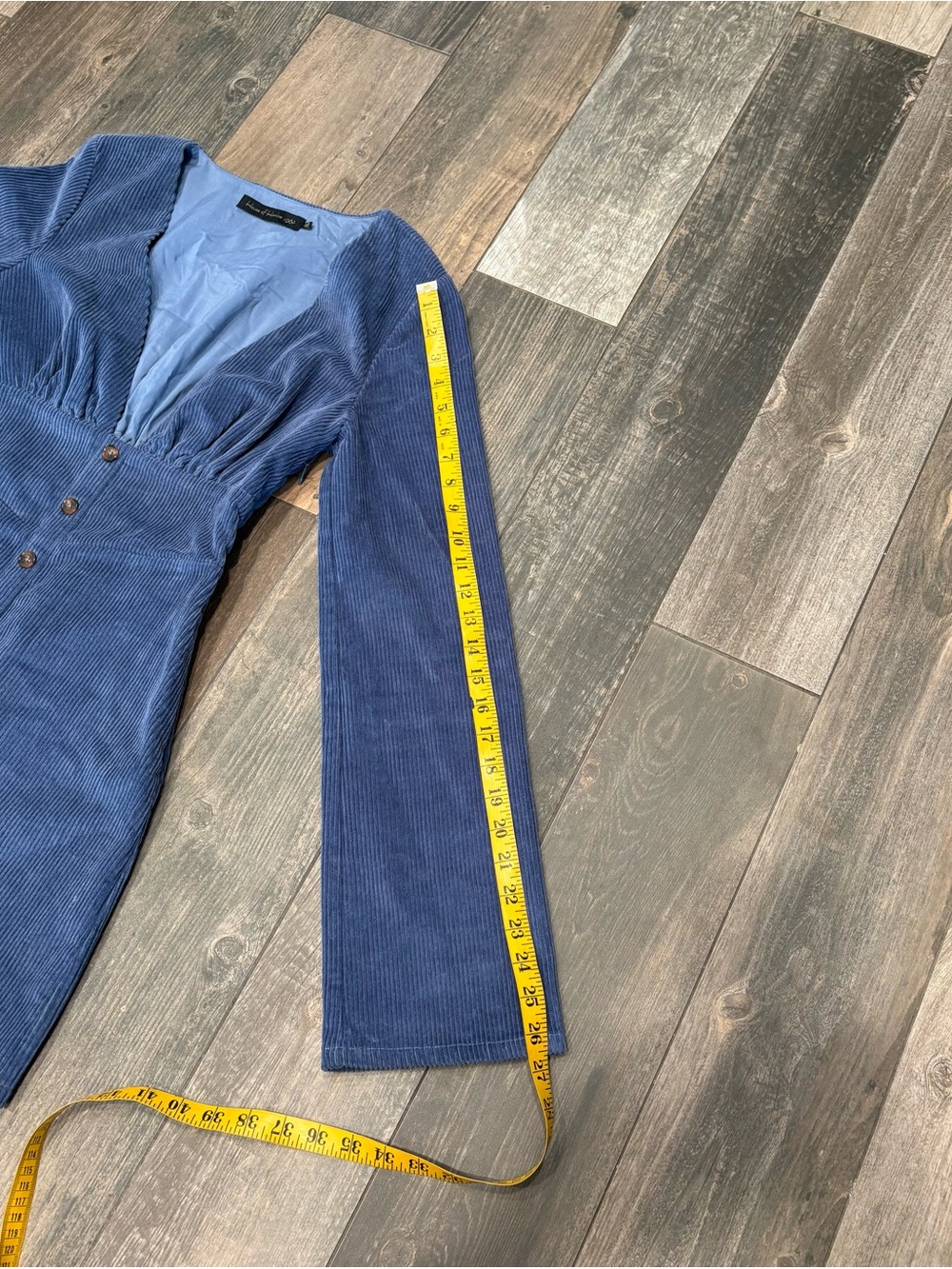 House of Harlow 1960 x REVOLVE Cardella Vintage Blue Corduroy Mini Dress Size Sm - Picture 5 of 9